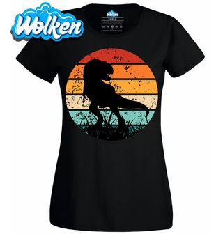 [cz] [produkt] [dámské tričko] [černá] [hlavní] Silueta Tyranosaura Rexe Retro.jpg