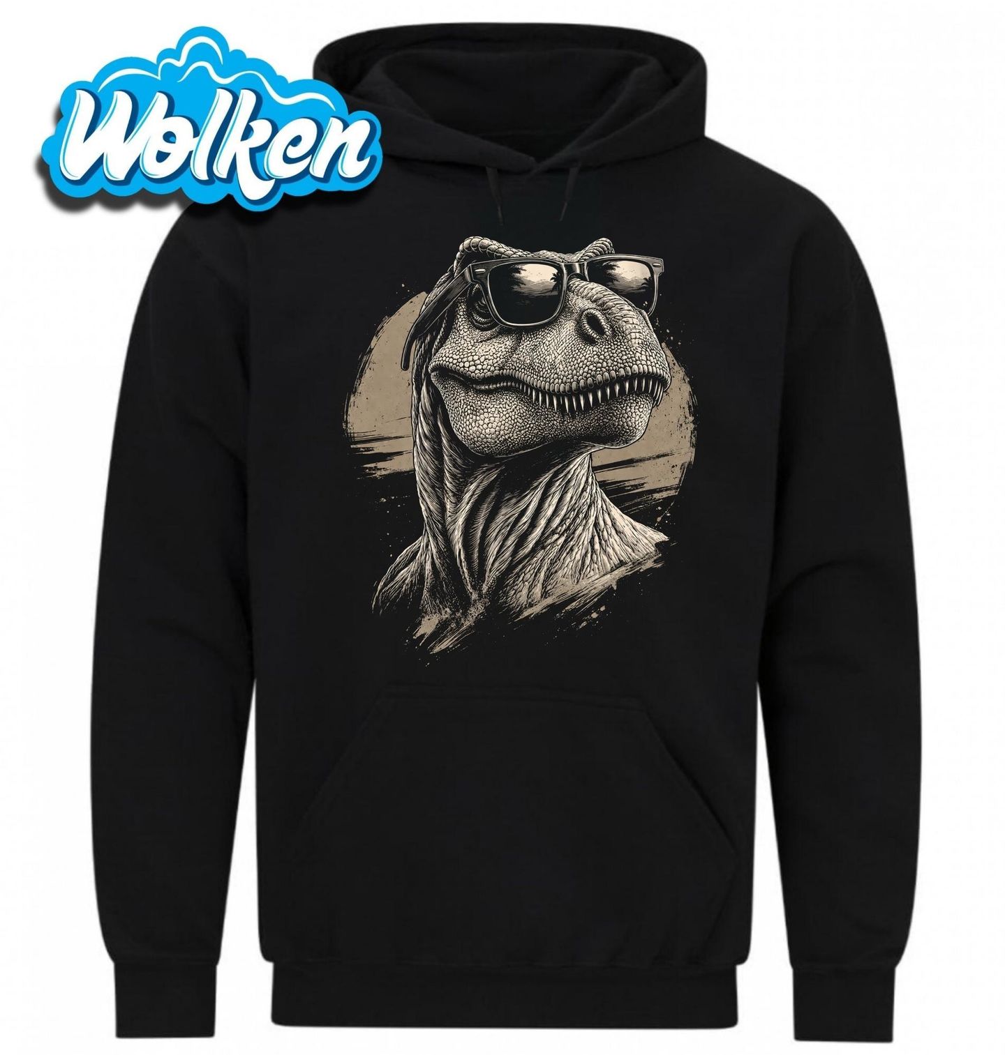 [cz] [produkt] [mikina] [černá] [hlavní] Tyranosaurus s Cool Brýlemi.jpg