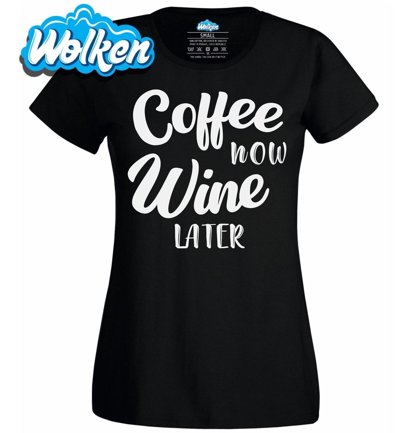 [cz] [produkt] [dámské tričko] [černá] [hlavní] Káva teď Víno Později Coffee now Wine Later.jpg