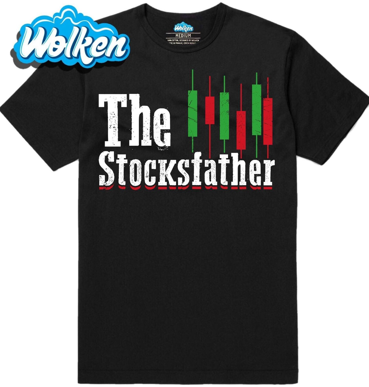 [cz] [produkt] [pánské tričko] [černá] [hlavní] The Stockfather Král Burzy.jpg