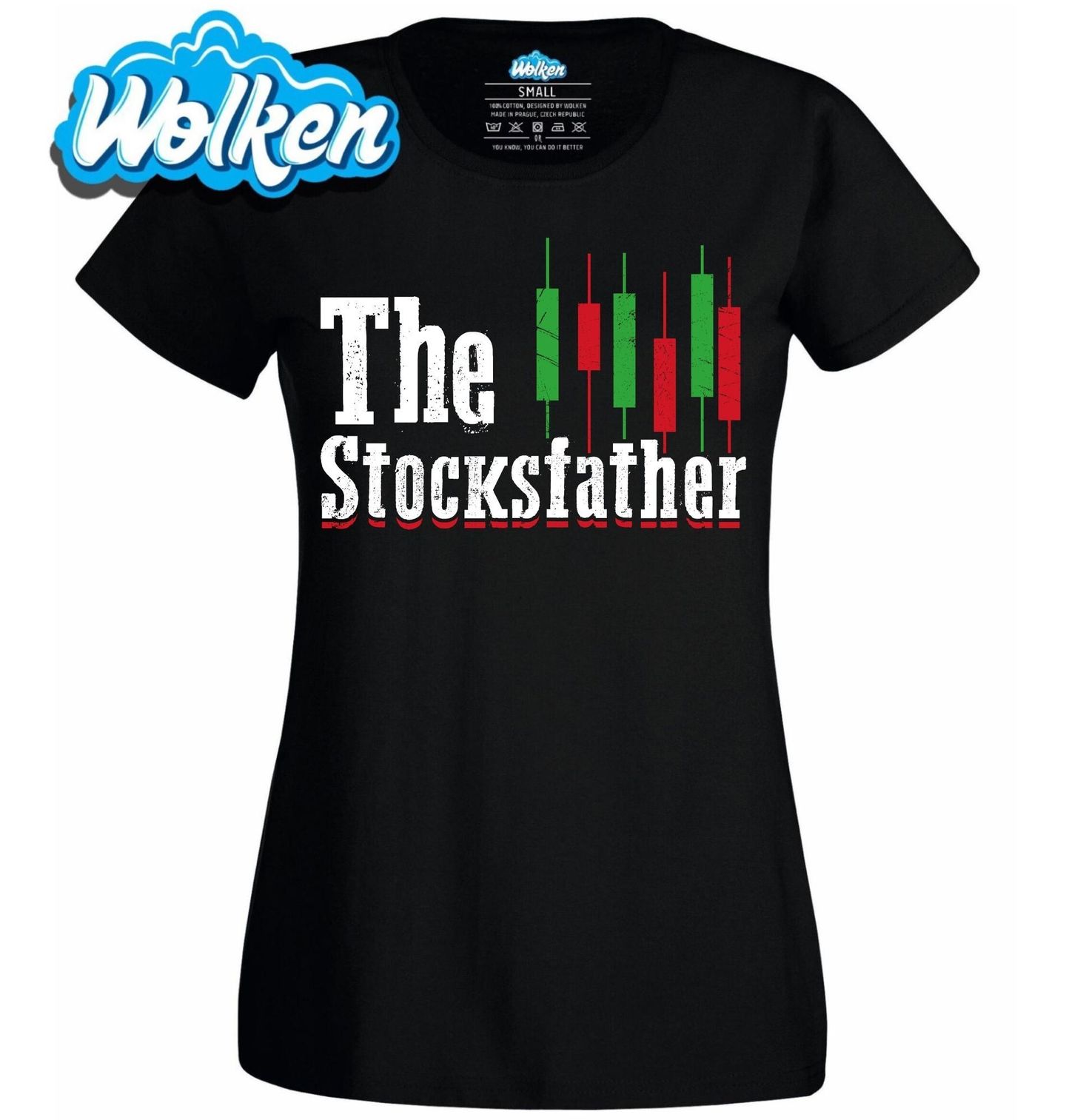 [cz] [produkt] [dámské tričko] [černá] [hlavní] The Stockfather Král Burzy.jpg