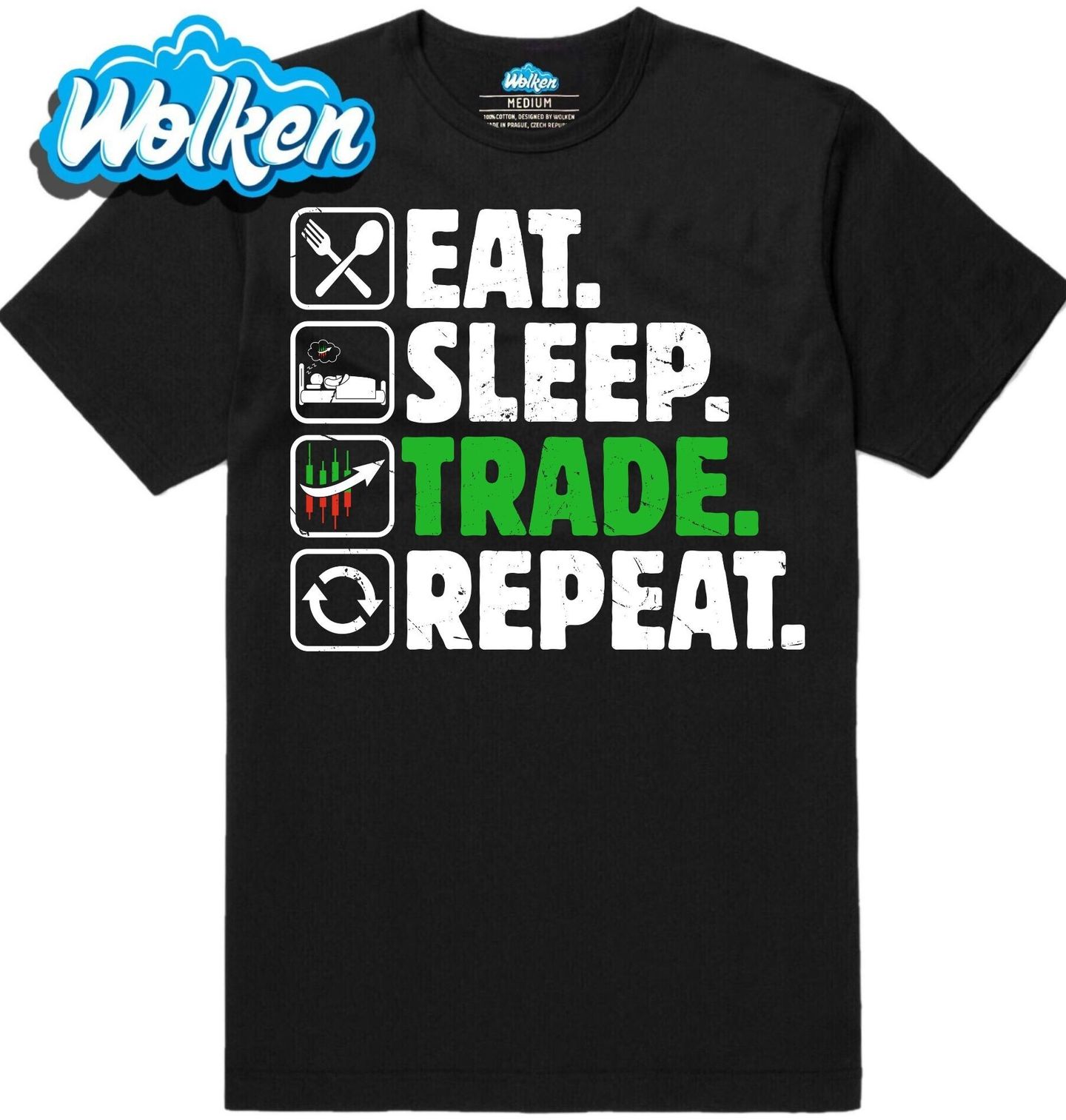 [cz] [produkt] [pánské tričko] [černá] [hlavní] Jez Spi Obchoduj Opakuj Eat Sleep Trade Repeat.jpg