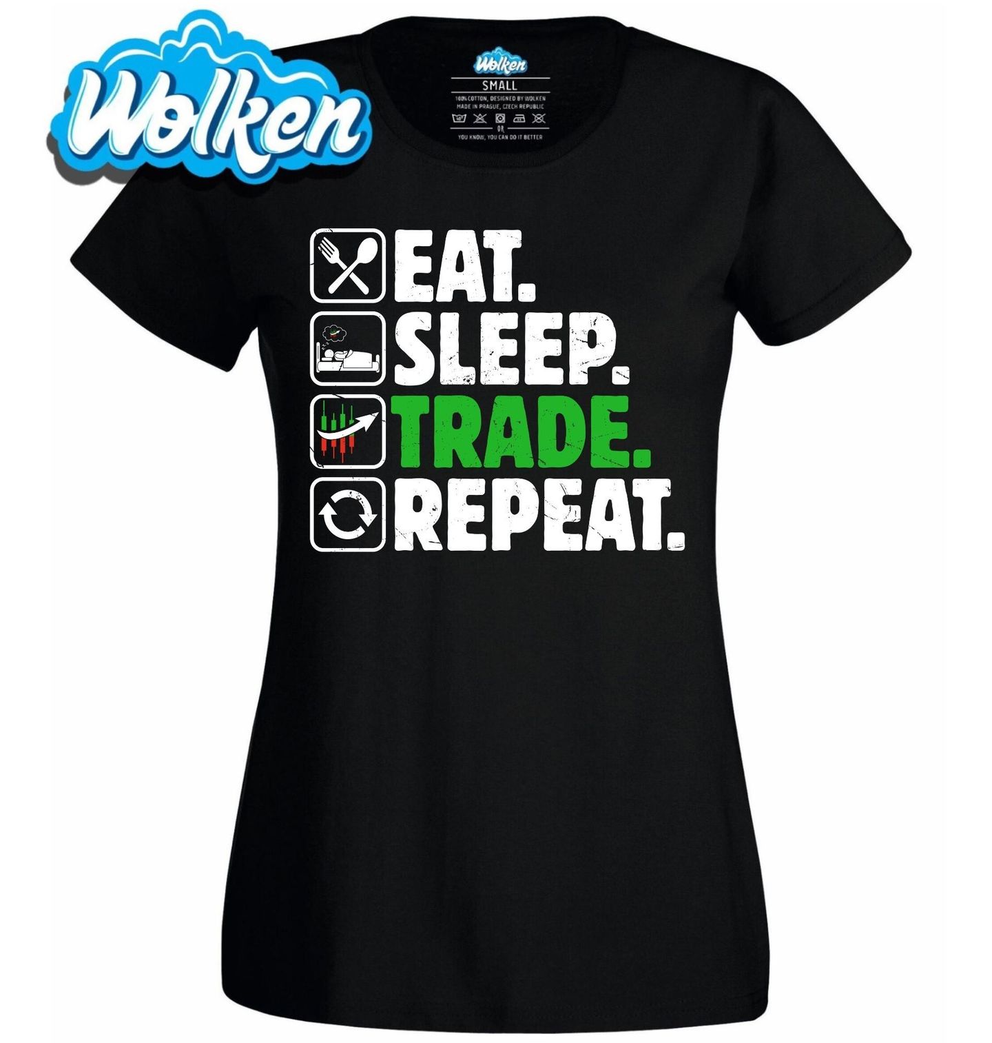 [cz] [produkt] [dámské tričko] [černá] [hlavní] Jez Spi Obchoduj Opakuj Eat Sleep Trade Repeat.jpg