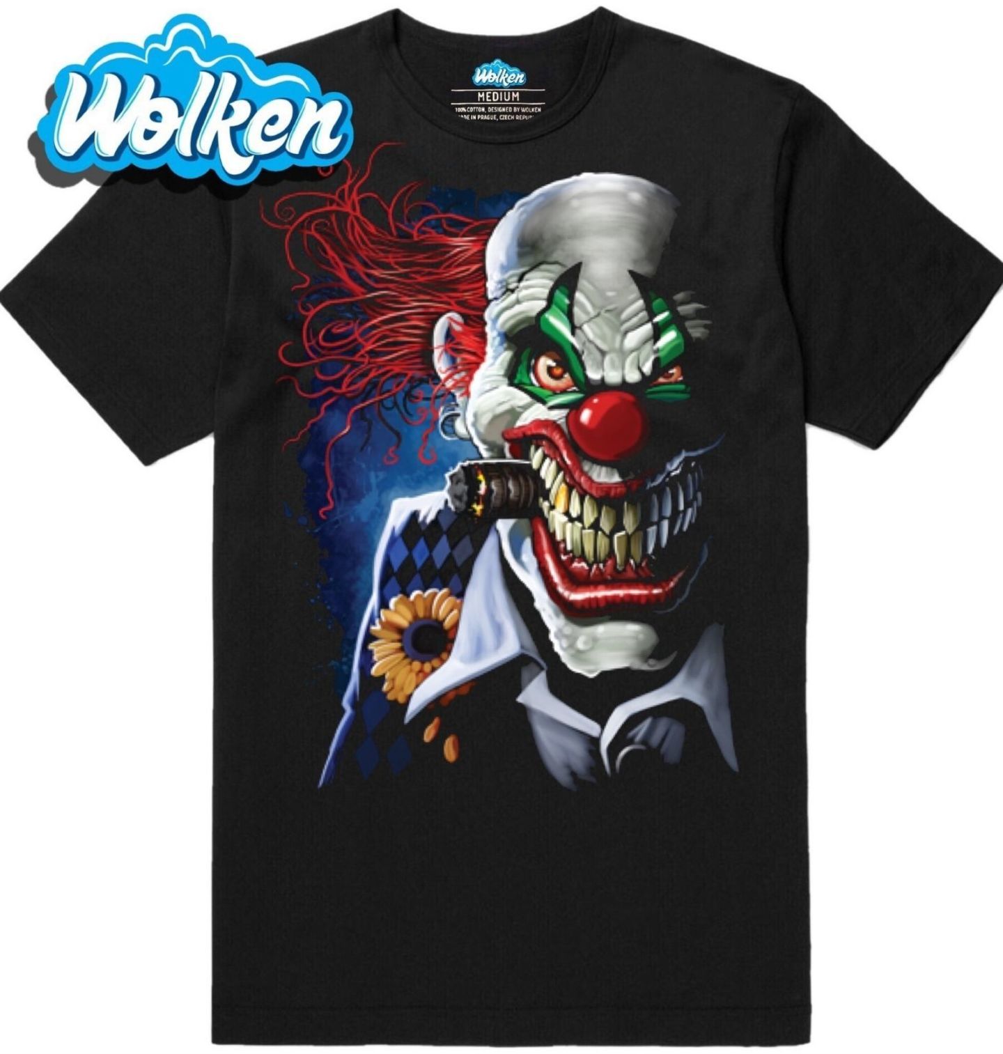 Pánské tričko Klaun Joker s Doutníkem (S-5XL).jpg