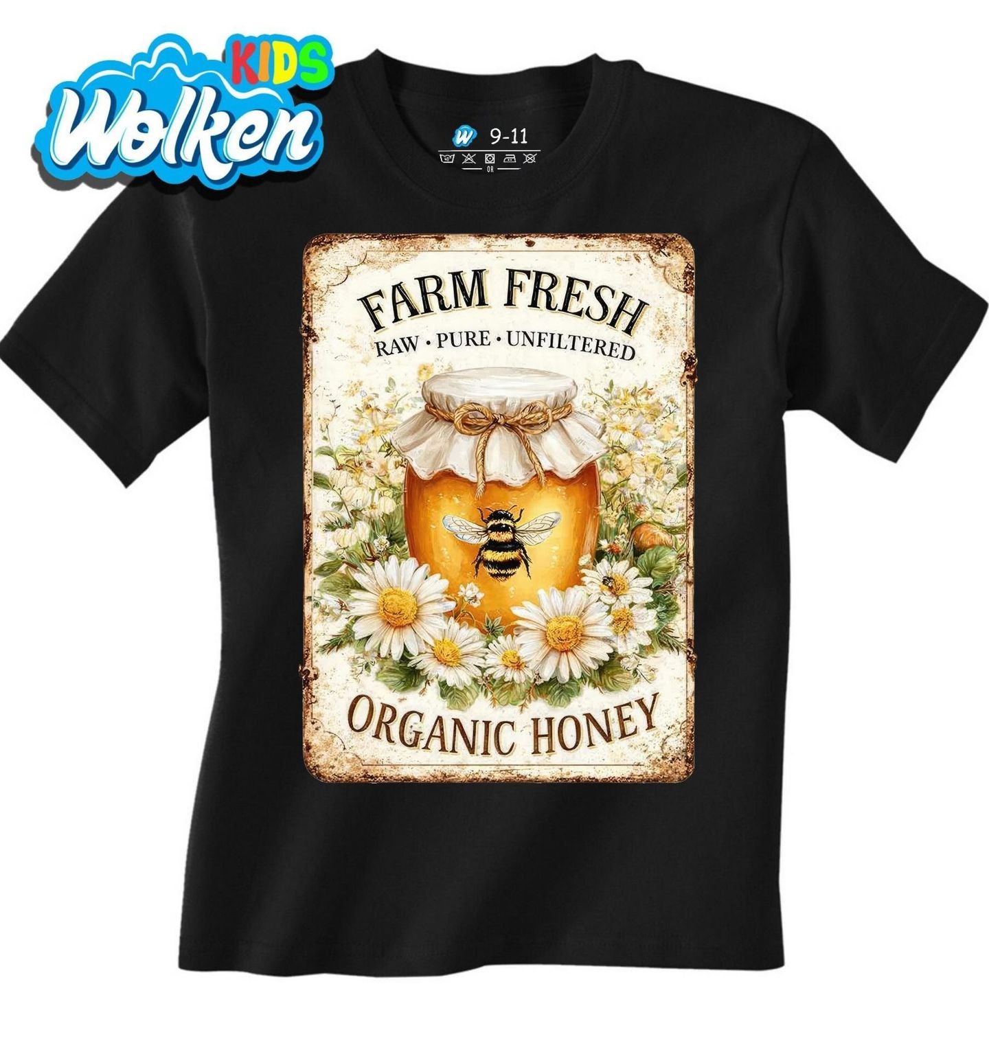 [cz] [produkt] [dětské tričko] [černá] [hlavní] Farmářský Med Vintage.jpg
