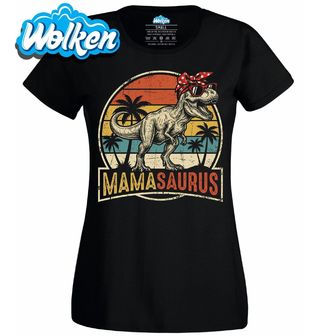 [cz] [produkt] [dámské tričko] [černá] [hlavní] Retro Tyranosaurus Mamasaurus.jpg
