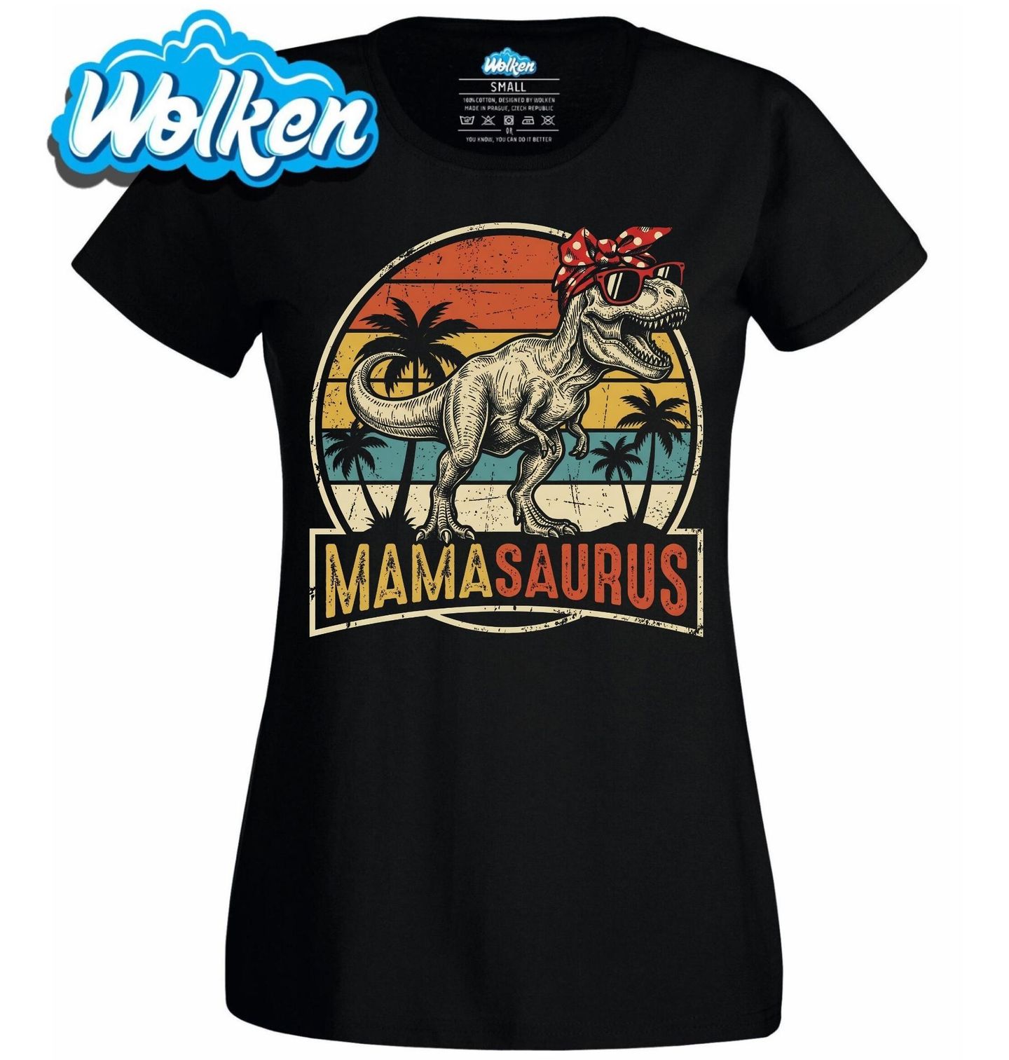[cz] [produkt] [dámské tričko] [černá] [hlavní] Retro Tyranosaurus Mamasaurus.jpg