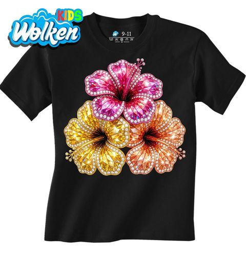Obrázek produktu Dětské tričko Třpytivé Květy Ibišku Rhinestone
