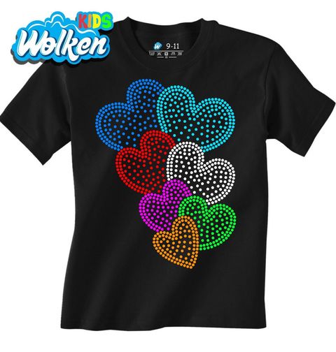 Obrázek produktu Dětské tričko Barevná Srdce z Teček Rhinestone