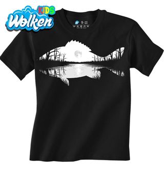[cz] [produkt] [dětské tričko] [černá] [hlavní] Silueta Ryby u Jezera.jpg