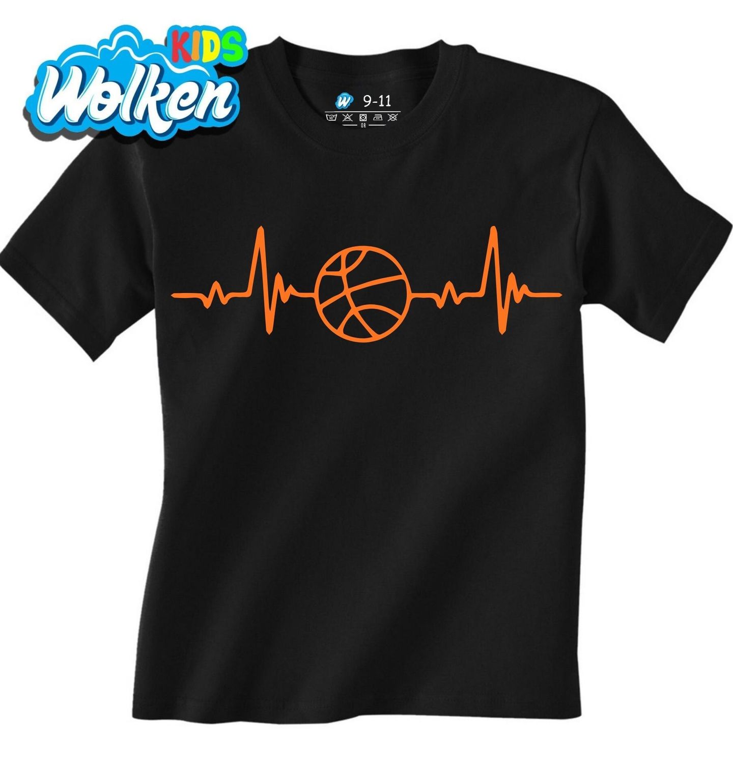[cz] [produkt] [dětské tričko] [černá] [hlavní] Oranžový Kardiogram a Basketbalový Míč.jpg