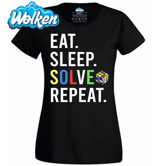 [cz] [produkt] [dámské tričko] [černá] [hlavní] Jez Spi Slož Opakuj Eat Sleep Solve Repeat.jpg
