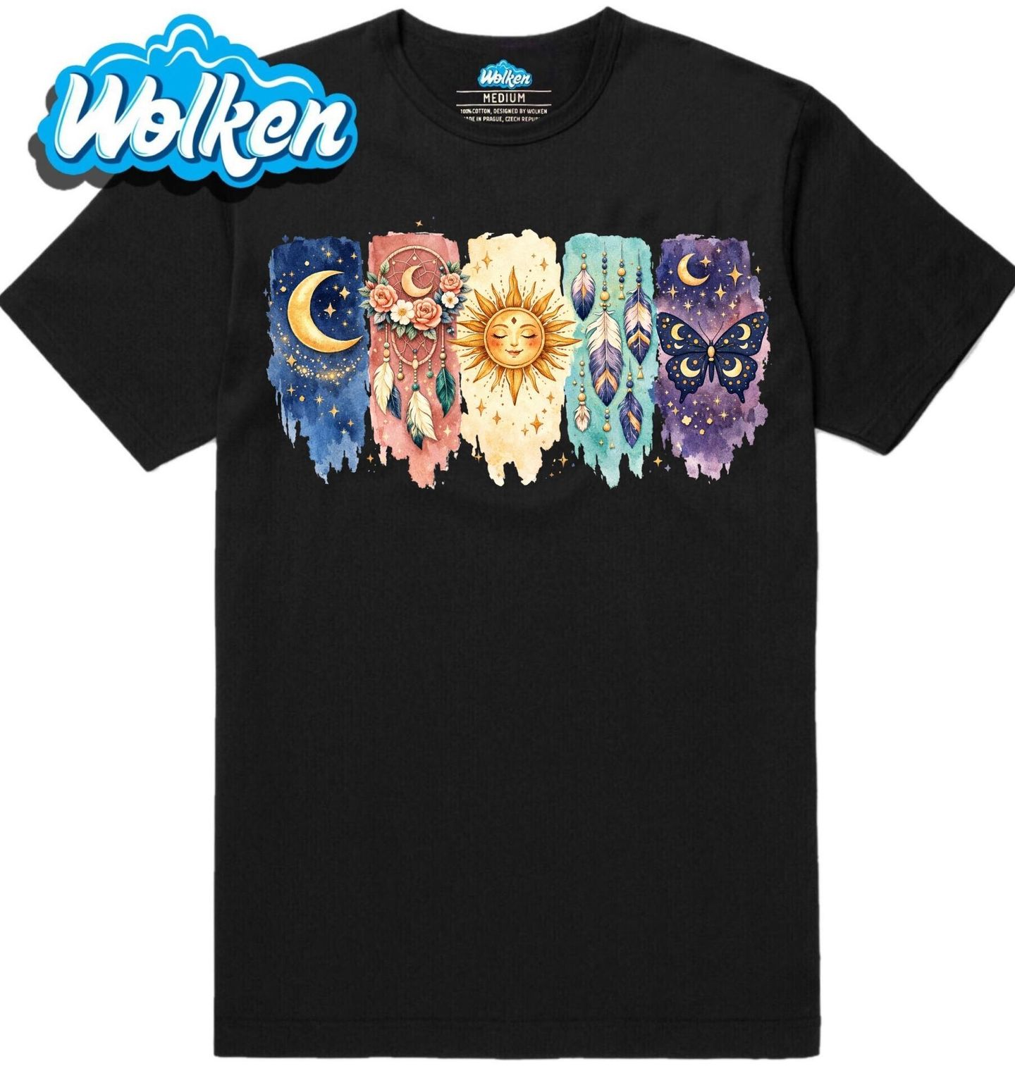 [cz] [produkt] [pánské tričko] [černá] [hlavní] Boho Slunce a Měsíc.jpg