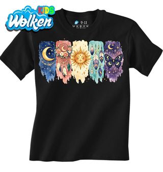 [cz] [produkt] [dětské tričko] [černá] [hlavní] Boho Slunce a Měsíc.jpg