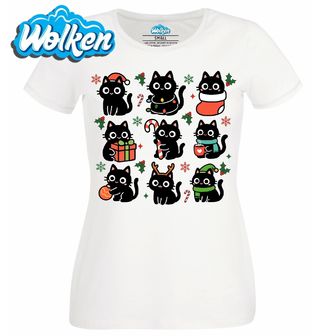[cz] [produkt] [dámské tričko] [bílá] [hlavní] Veselé Vánoční Kočky.jpg