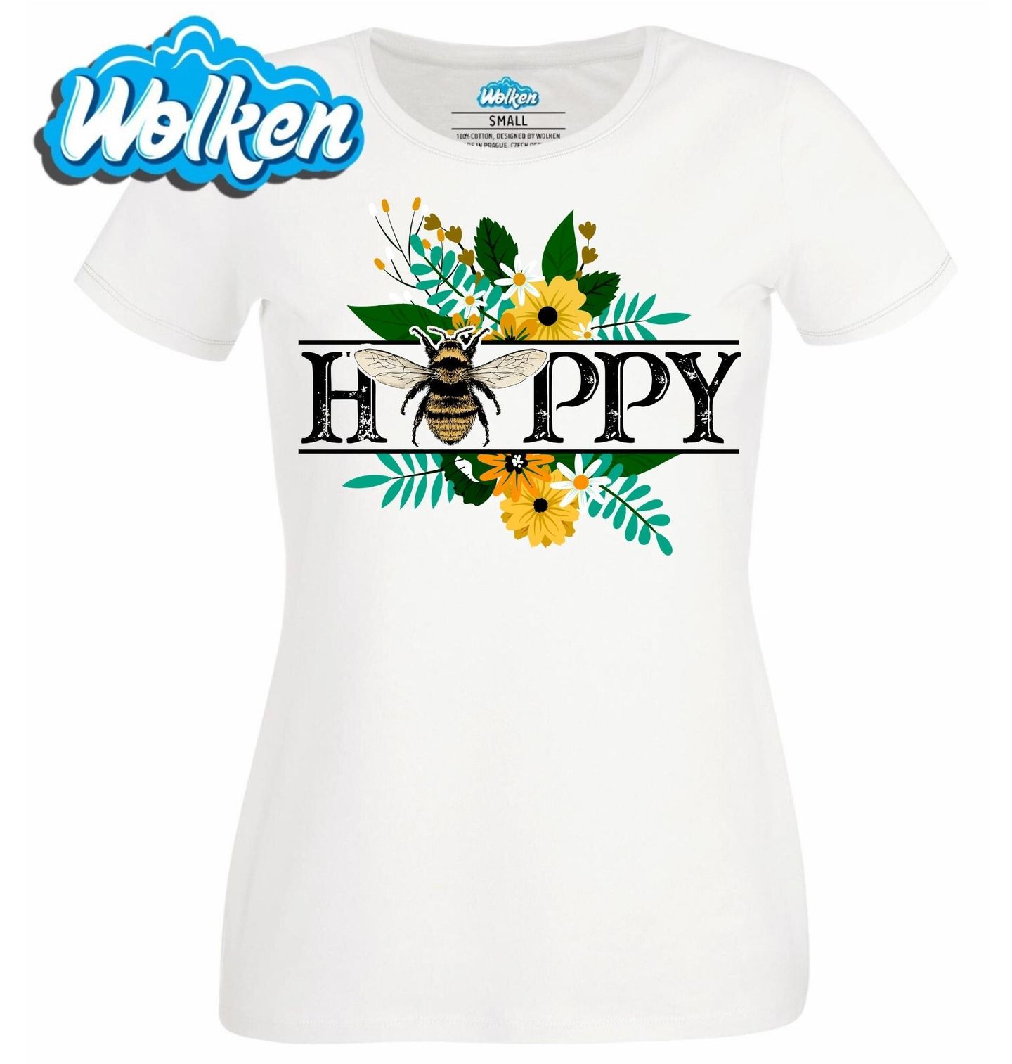 [cz] [produkt] [dámské tričko] [bílá] [hlavní] Bee Happy Včelí Radost.jpg