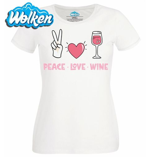 Obrázek produktu Dámské tričko Mír Láska Víno Peace Love Wine
