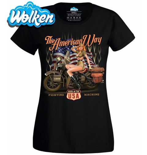 Obrázek produktu Dámské tričko Válečná Motorka Americká Bitevní Mašina