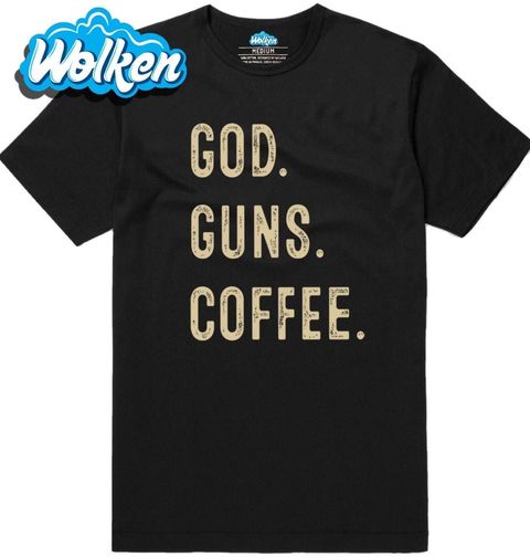 Obrázek produktu Pánské tričko Bůh. Zbraně. Káva.