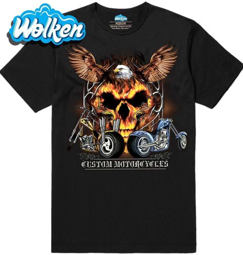 Obrázek produktu Pánské tričko Eagle Skull Custom Motorcycles Ohnivá Lebka