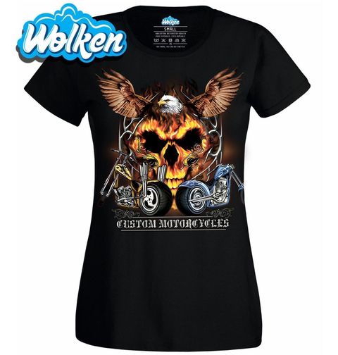 Obrázek produktu Dámské tričko Eagle Skull Custom Motorcycles Ohnivá Lebka