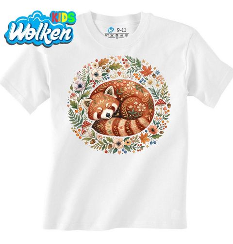 Obrázek produktu Dětské tričko Spící Červená Panda s Květinami Folk