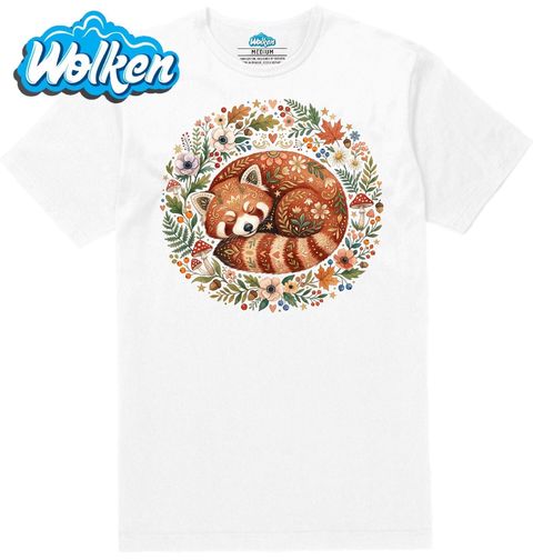 Obrázek produktu Pánské tričko Spící Červená Panda s Květinami Folk