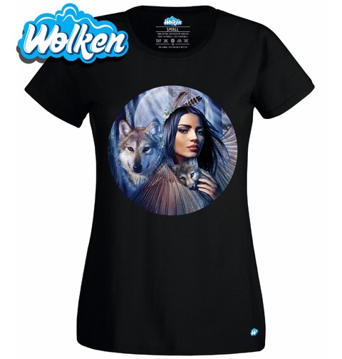 Obrázek produktu Dámské tričko Duchovní Spojení Ženy a Vlka Winged Brethren 