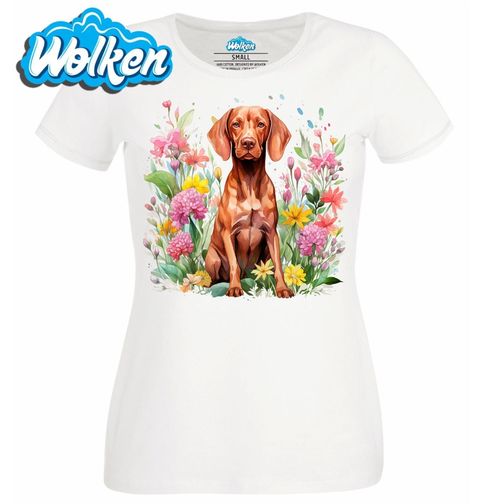 Obrázek produktu Dámské tričko Maďarský Ohař Vizsla mezi Květinami