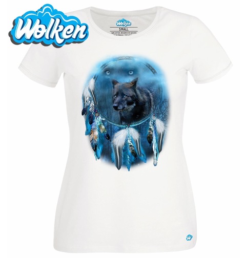 Obrázek produktu Dámské tričko Duchovní Vlk černý Lapač Snů
