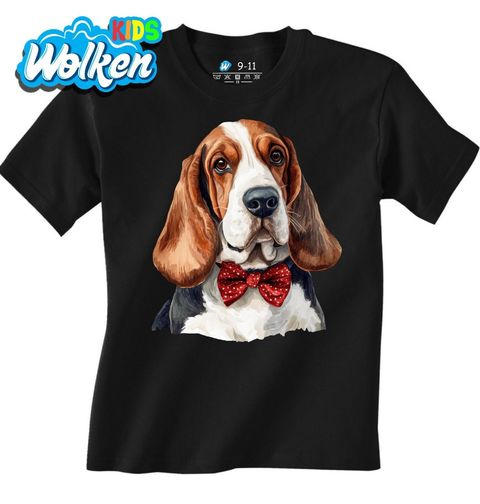 Obrázek produktu Dětské tričko Basset Hound s Červeným Motýlkem