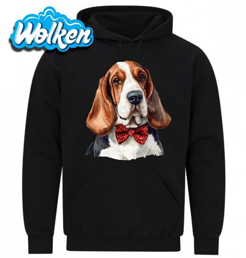 Obrázek produktu Pánská mikina Basset Hound s Červeným Motýlkem