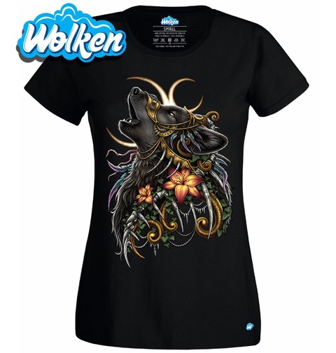 Obrázek produktu Dámské tričko Vytí vlka s květinami 