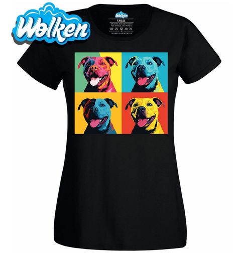 Obrázek produktu Dámské tričko Barevný Stafordšírský Bulteriér Pop-art