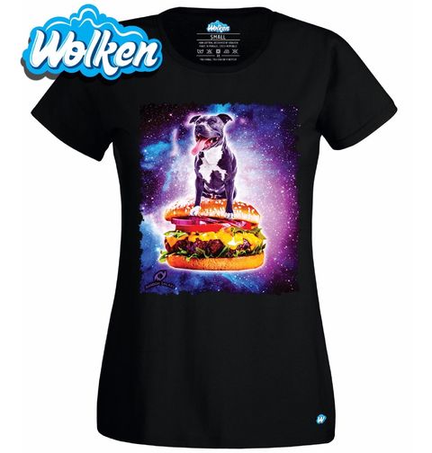 Obrázek produktu Dámské tričko Vesmírný Pitbull řídící burger 