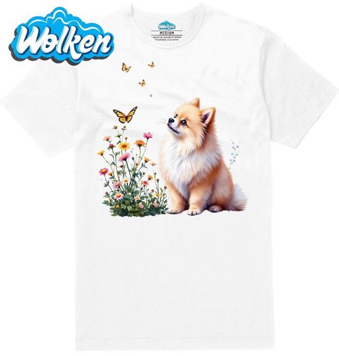 Obrázek produktu Pánské tričko Pomeranian v Motýlí zahradě