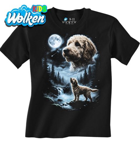 Obrázek produktu Dětské tričko Goldendoodle pod Měsícem u Lesní Řeky