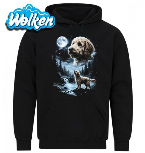 Obrázek produktu Pánská mikina Goldendoodle pod Měsícem u Lesní Řeky