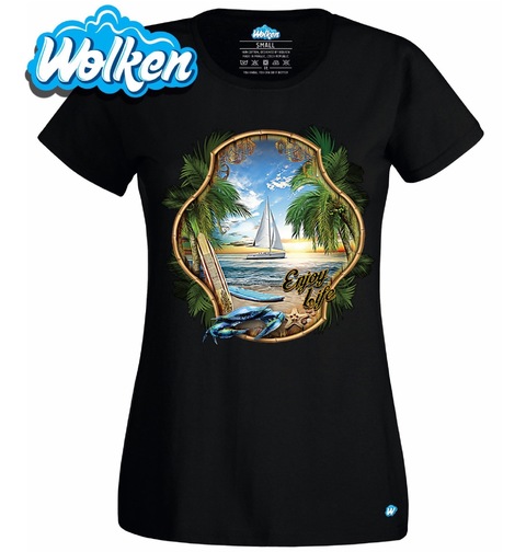 Obrázek produktu Dámské tričko Plachetnice na pobřeží 