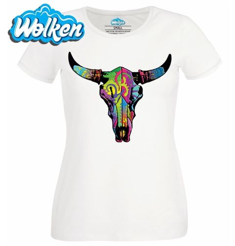 Obrázek produktu Dámské tričko Neonová lebka býka Western