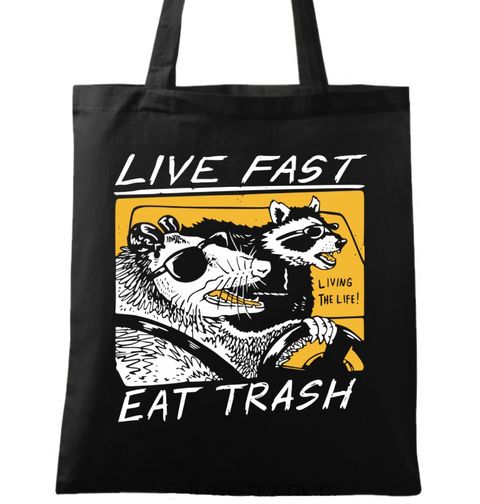 Obrázek produktu Bavlněná taška Mýval a Vačice Žij rychle jez odpadky Live Fast Eat Trash