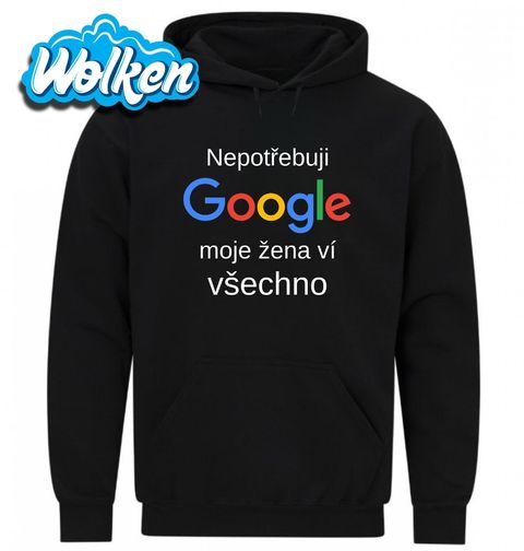 Obrázek produktu Pánská mikina Nepotřebuji Google, moje žena ví všechno