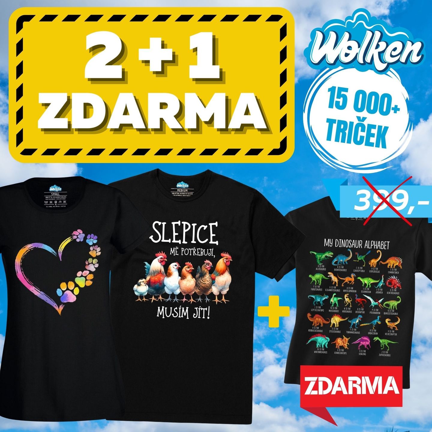 Akce 2+1 tričko ZDARMA